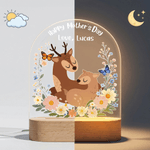 Personalisierte Cartoon Animal Floral Acryl Nachtlicht mit Namen und hölzernen Sockel Zimmer Dekoration Geburtstag Muttertag Geschenk für Mama Baby