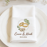 Tovagliolo personalizzato in cotone 100% con nome e data per la decorazione della tavola, regalo di nozze per la sposa.