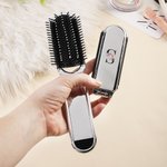 Personalized Stylish Floral Portable 2-In-1 Foldable Makeup Mirror Hair Brush with Initial Daily Use Mother's Day Birthday Gift for Mom Women Girls