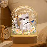 Personalisierte Cartoon Animal Floral Acryl Nachtlicht mit Namen und hölzernen Sockel Zimmer Dekoration Geburtstag Muttertag Geschenk für Mama Baby
