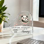 Personalized Happy 1st Mother's Day Animal Pattern Heart Shape Acrylic Plaque with Name and Year Room Decor Mother's Day Gift for Mom