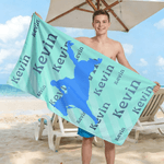 Personalized Horse Owner Silhouette Quick Dry Oversized Gradient Beach Towel with Name Travel Essentials Beach Party Gift for Equestrian Horse Lover