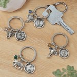 Personalized Lucky Elephant Birthstone Keychain with Initial Charm Bag Accessory Birthday Gift for Women Men Elephant Lovers