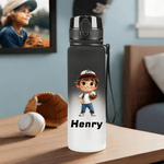 Personalisierte Cartoon Baseball-Charakter Name Gradient Sport Wasserflasche mit Flip-Top-Deckel und Riemen Geburtstag Geschenk für Gym Fitness Baseball-Liebhaber