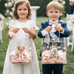 Personalizzato rosa fiocco nastro fiore ragazza proposta orsacchiotto chiaro borsa regalo con nome matrimonio regalo di compleanno per bambini famiglia