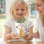 Maceta de cerámica con nombre y bandeja de bambú Personalizada Mamá-Niño de dibujos animados Decoración del hogar Feliz Día de la Madre Regalo para mamá