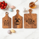 Personalized Cute Bunny Easter-Themed Reversible Cheese Charcuterie Cutting Board with Name Home Decor Anniversary Easter Gift for Friend Family