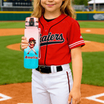 Personalisierte Cartoon Baseball-Charakter Name Gradient Sport Wasserflasche mit Flip-Top-Deckel und Riemen Geburtstag Geschenk für Gym Fitness Baseball-Liebhaber