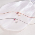 Personalizada Inicial Colgante Collar de Plata de Ley con Corazón Piedra de Nacimiento Joyería Dainty Aniversario Cumpleaños Regalo para Mujeres