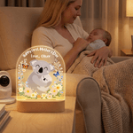 Personalisierte Cartoon Animal Floral Acryl Nachtlicht mit Namen und hölzernen Sockel Zimmer Dekoration Geburtstag Muttertag Geschenk für Mama Baby