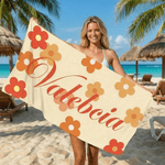Personalized Multicolour Daisy Quick Dry Oversized Microfiber Beach Towel with Name Holiday Travel Essential Birthday Gift for Woman