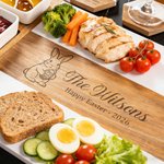 Personalized Engraved Happy Easter Bunny Acacia Marble Cutting Board Coaster Set with Bowl and Spoon Made in USA Housewarming Gift for Mother Family