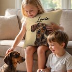 Personalized Cute Pet Photo Multi-Colour Imitation Embroidery Effect Throw Pillow Cover with Name Home Decor Birthday Gift for Pet Lovers