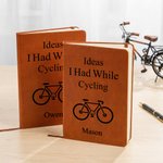 Personalised Ideas I Had While Cycling Bicycle A5 PU Leather Notebook with Name Daily Use Birthday Gift for Cycle Enthusiast