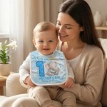 Personalisierte Unsere 1. Muttertag niedliche Tier 100% Baumwolle Baby-Lätzchen mit Namen und Jahr Fütterung Zubehör erste Muttertag Geschenk für Neugeborene