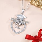 Personalized Grad Cap Scroll Bow Heart Necklace with Birthstone Name and Year Class of 2026 Graduation Birthday Gift for Graduates