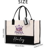 Personalisierte Mama Königin florale Krone Portable große Tragetasche mit Namen Reisezubehör Muttertag Geburtstag Geschenk für Frauen Mama