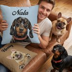 Personalized Cute Pet Photo Multi-Colour Imitation Embroidery Effect Throw Pillow Cover with Name Home Decor Birthday Gift for Pet Lovers