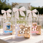 Personalizzato rosa fiocco nastro fiore ragazza proposta orsacchiotto chiaro borsa regalo con nome matrimonio regalo di compleanno per bambini famiglia