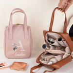 Personalizado Nacimiento Flor PU Cuero Bolsa de Maquillaje de mano con Nombre Cumpleaños Día de la Madre Regalo para Mujer Novia Hermana Mamá