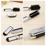 Personalized Stylish Floral Portable 2-In-1 Foldable Makeup Mirror Hair Brush with Initial Daily Use Mother's Day Birthday Gift for Mom Women Girls