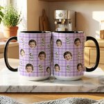 Personalised Best Ever Crown 1-4 Face Photos Ceramic Coffee Mug with Title Mother's Day Father's Day Birthday Gift for Mom Dad Family