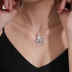 Personalized Grad Cap Scroll Bow Heart Necklace with Birthstone Name and Year Class of 2026 Graduation Birthday Gift for Graduates