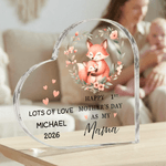 Personalized Happy 1st Mother's Day Animal Pattern Heart Shape Acrylic Plaque with Name and Year Room Decor Mother's Day Gift for Mom