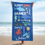 Personalisierte niedlichen Ozean Kreatur schnell trocken überdimensioniert Mikrofaser Strandtuch mit Namen Travel Essentials Beach Party Geburtstag Geschenk für Freunde Kinder