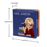 Personalizzato Cartoon femmina insegnante in pelle PU classico appiccicoso blocco note con testo Desk Organizer Back to School regalo per gli insegnanti educatori