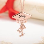Collier Personnalisé avec Pierre de Naissance et Nom Collier de Ours Cadeau de Graduation pour Elle