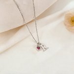 Personalizada Inicial Colgante Collar de Plata de Ley con Corazón Piedra de Nacimiento Joyería Dainty Aniversario Cumpleaños Regalo para Mujeres
