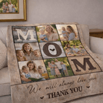 Personalized Mom 6 Family Photos Collage Cozy Throw Blanket Home Decor Mother's Day Birthday Gift for Mom Grandma