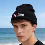Henkilökohtainen kirjailtu Diver Flag Knit pehmeä Beanie hattu nimellä Dive Accessory Syntymäpäivä Päivittäinen käyttö lahja sukelluksen ystävälle