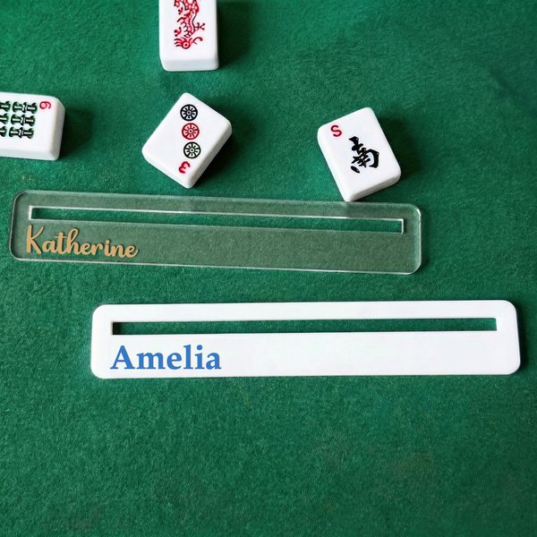 Personalized Clear & White Acrylic Mahjong Pusher Line Finder Mahjong Night Birthday Gift for Mahjong Players