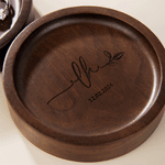 Personalized Flower Wreath Walnut Wood Ring Tray with Engraved Initial Bridal Shower Wedding Anniversary Gift for Couple