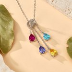 Personalized 1-5 Drop Shaped Birthstones Necklace Dainty Jewelry Mother's Day Birthday Gift for Women Mom Grandma