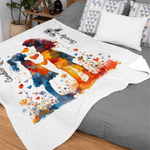 Personalized Mother and Daughter Silhouette Soft Throw Blanket with Birth Flower and Name Home Decor Mother’s Day Birthday Gift for Mom