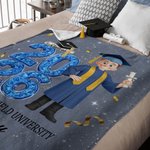 Personalised Cartoon Graduation Character Soft Throw Blanket with Year and Name Graduation Gift for Graduates