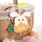 Personalized Cute Bunny Carrot Easter Basket Tag with Name Party Favor Decoration Supplies Birthday Gift for Boys Girls Kids