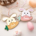 Personalized Cute Bunny Carrot Easter Basket Tag with Name Party Favor Decoration Supplies Birthday Gift for Boys Girls Kids