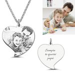 Collar personalizado de plata de ley 925 con forma de corazón y foto grabada regalo de cumpleaños para mujeres hombres y parejas