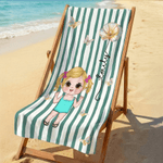 Gepersonaliseerde Cartoon Karakter Geboortebloem Sneldrogend Oversized Zacht Strandlaken met Naam Zwemmen Strandfeest Verjaardagscadeau voor Kinderen Familie