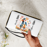 Personalisierte bunte Mutter Tochter Silhouette Brieftasche mit Namen und Geburt Blume Muttertag Geburtstag Geschenk für Mama Großmutter