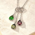 Personalized 1-5 Drop Shaped Birthstones Necklace Dainty Jewelry Mother's Day Birthday Gift for Women Mom Grandma