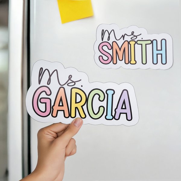 Personalized Rainbow-Colored Teacher Name Whiteboard Magnet School Classroom Supplies Back to School Gift for Teachers