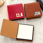 Personalised Multicolour Shadow Monogram PU Leather Sticky Note Holder Desk Organizer Daily Use Birthday Office Gift for Colleagues Office Workers