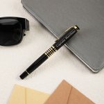Testo personalizzato inciso Pilot Shoulder Boards Black Gold Trim Pen Regalo di compleanno di uso quotidiano per il capitano pilota istruttore di volo