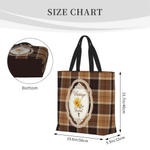 Personalized Birth Flower Plaid Large Tote Bag with Name Travel Bag Mother's Day Birthday Gift for Woman Mom