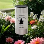 Gepersonaliseerde Zonne-tuinlamp met Engelenvleugels en Voetafdruk met Naam en Datum Herdenkingscadeau voor Familie